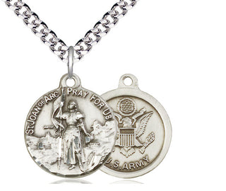 Sterling Silver Saint Joan of Arc Army Medal Religious Jewelry