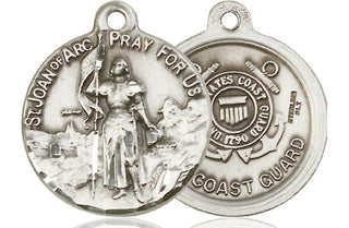 Sterling Silver Saint Joan of Arc Coast Guard Medal Religious Jewelry