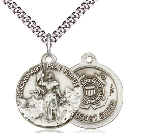 Sterling Silver Saint Joan of Arc Coast Guard Medal Religious Jewelry