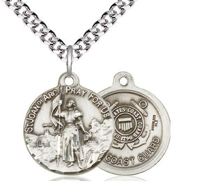 Sterling Silver Saint Joan of Arc Coast Guard Medal Religious Jewelry