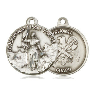 Sterling Silver Saint Joan of Arc National Guard Medal Religious Jewelry
