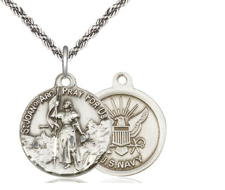 Sterling Silver Saint Joan of Arc Navy Medal Religious Jewelry