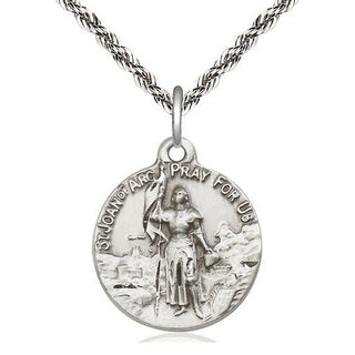 Sterling Silver Saint Joan of Arc Medal Religious Jewelry