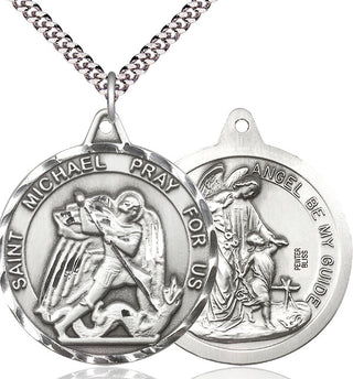 Pewter Saint Michael Guardian Angel Medal Catholic Jewelry