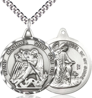 Pewter Saint Michael Guardian Angel Medal Catholic Jewelry