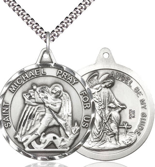 Pewter Saint Michael Guardian Angel Medal Catholic Jewelry