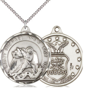Sterling Silver Saint Michael Air Force Medal Catholic Jewelry