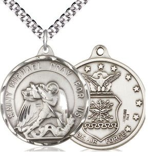 Sterling Silver Saint Michael Air Force Medal Catholic Jewelry