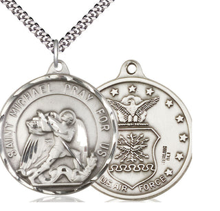 Sterling Silver Saint Michael Air Force Medal Catholic Jewelry