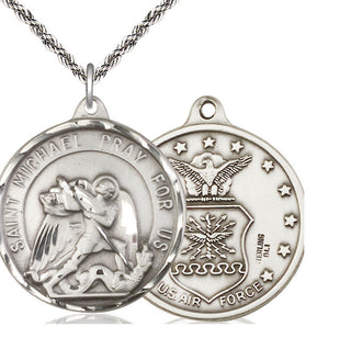 Sterling Silver Saint Michael Air Force Medal Catholic Jewelry
