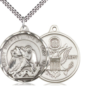 Sterling Silver Saint Michael Army Medal Catholic Jewelry