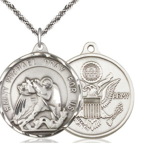Sterling Silver Saint Michael Army Medal Catholic Jewelry