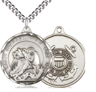 Sterling Silver Saint Michael Coast Guard Medal Catholic Jewelry