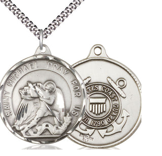 Sterling Silver Saint Michael Coast Guard Medal Catholic Jewelry