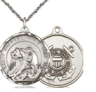 Sterling Silver Saint Michael Coast Guard Medal Catholic Jewelry