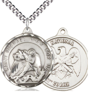 Sterling Silver Saint Michael National Guard Medal Catholic Jewelry