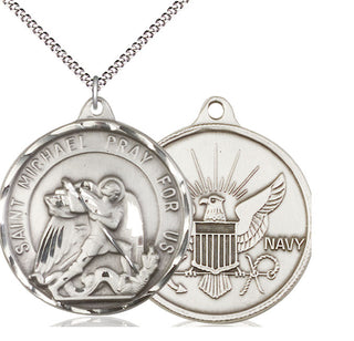 Sterling Silver Saint Michael Navy Medal Catholic Jewelry