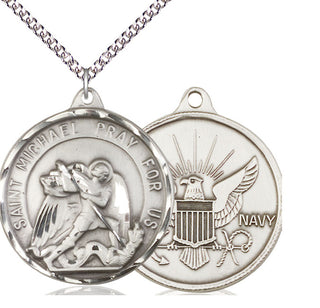 Sterling Silver Saint Michael Navy Medal Catholic Jewelry