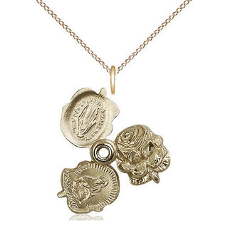 14kt Gold Filled Rosebud Medal Religious and Catholic Jewelry