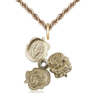 14kt Gold Filled Rosebud Medal Religious and Catholic Jewelry