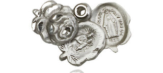 Sterling Silver Rosebud Medal Religious and Catholic Jewelry