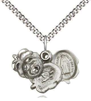 Sterling Silver Rosebud Medal Religious and Catholic Jewelry