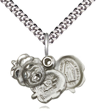 Sterling Silver Rosebud Medal Religious and Catholic Jewelry