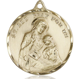 14kt Gold Filled Saint Ann Medal Engraved Catholic Saint Jewelry