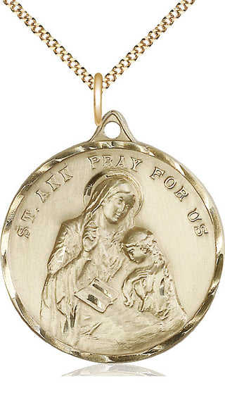 14kt Gold Filled Saint Ann Medal Catholic Jewelry Engraved Catholic Saint Jewelry