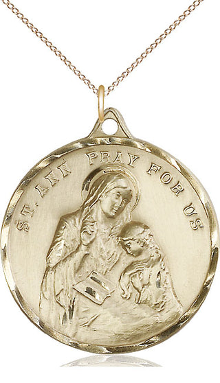 14kt Gold Filled Saint Ann Medal Catholic Jewelry Engraved Catholic Saint Jewelry