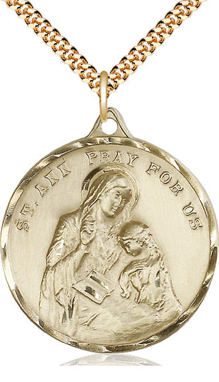 14kt Gold Filled Saint Ann Medal Catholic Jewelry Engraved Catholic Saint Jewelry