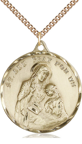 14kt Gold Filled Saint Ann Medal Catholic Jewelry Engraved Catholic Saint Jewelry