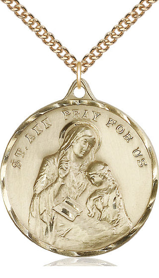 14kt Gold Filled Saint Ann Medal Catholic Jewelry Engraved Catholic Saint Jewelry