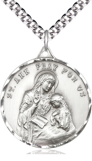 Pewter Saint Ann Medal Catholic Jewelry Engraved Catholic Saint Jewelry