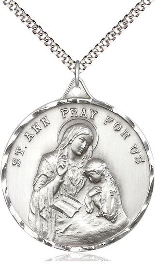 Pewter Saint Ann Medal Catholic Jewelry Engraved Catholic Saint Jewelry