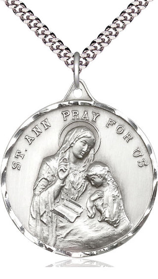 Sterling Silver Saint Ann Medal Catholic Jewelry Engraved Catholic Saint Jewelry