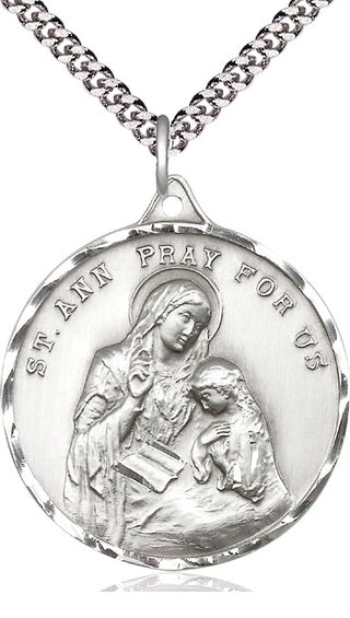 Sterling Silver Saint Ann Medal Catholic Jewelry Engraved Catholic Saint Jewelry