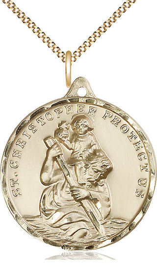 14kt Gold Filled Saint Christopher Medal Catholic Jewelry Engraved Catholic Saint Jewelry