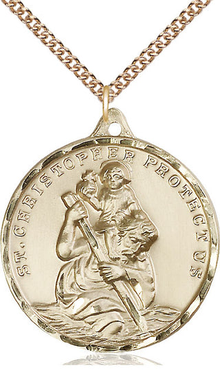 14kt Gold Filled Saint Christopher Medal Catholic Jewelry Engraved Catholic Saint Jewelry