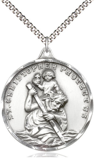 Pewter Saint Christopher Medal Catholic Jewelry Engraved Catholic Saint Jewelry