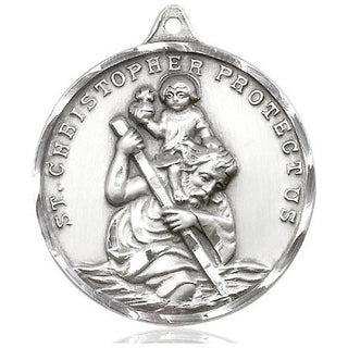 Sterling Silver Saint Christopher Medal Catholic Jewelry Engraved Catholic Saint Jewelry