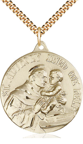 14kt Gold Filled Saint Anthony Medal Catholic Jewelry Engraved Catholic Saint Jewelry
