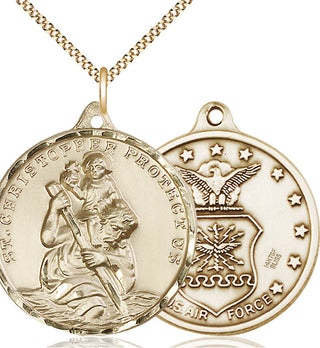 14kt Gold Filled Saint Christopher Air Force Medal Catholic Jewelry