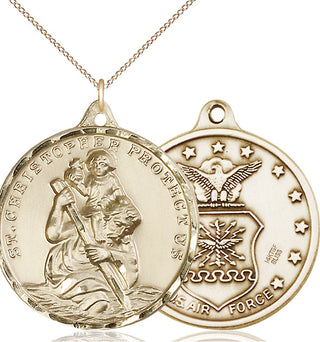 14kt Gold Filled Saint Christopher Air Force Medal Catholic Jewelry