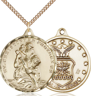 14kt Gold Filled Saint Christopher Air Force Medal Catholic Jewelry