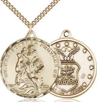 14kt Gold Filled Saint Christopher Air Force Medal | Large