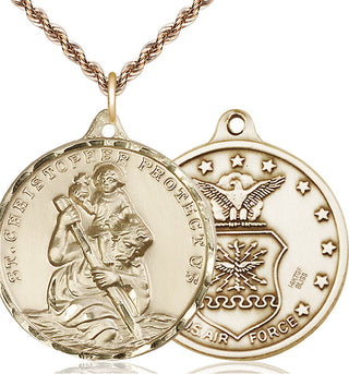 14kt Gold Filled Saint Christopher Air Force Medal | Large