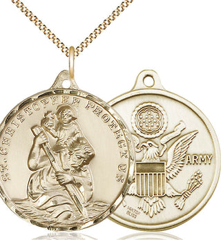 14kt Gold Filled Saint Christopher Army Medal Catholic Jewelry