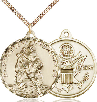 14kt Gold Filled Saint Christopher Army Medal Catholic Jewelry