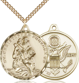 14kt Gold Filled Saint Christopher Army Medal | Large